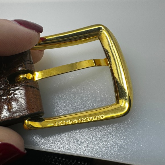 Joseph Abboud Brown Embossed Leather Belt Made in Italy Size 34 - Picture 10 of 10